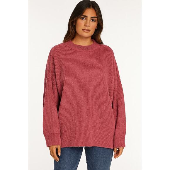 Aerie Oversized Crewneck Sweater Pink Mauve Size Small - Picture 1 of 6